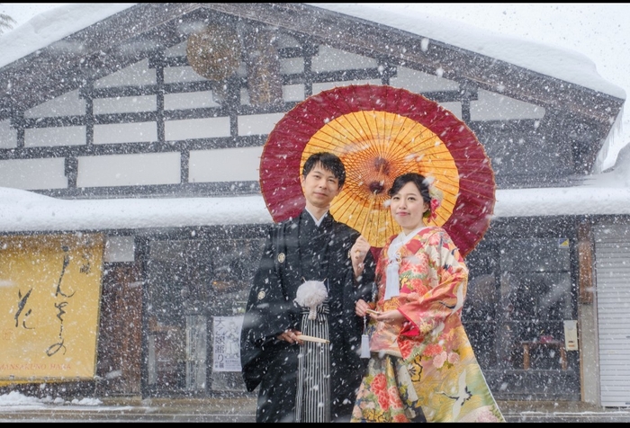 雪降る中での撮影 1