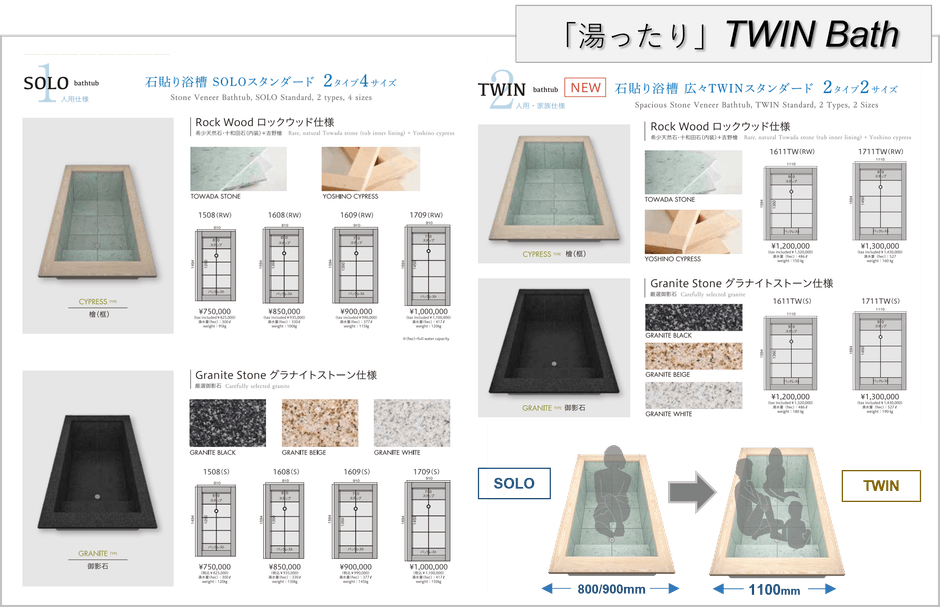 規格型「石貼り浴槽」ERN 全12仕様