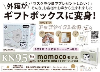 「IBR高機能マスクmomocoモデル」に新色登場　 外箱がギフトボックスに変化する アップサイクル仕様にリニューアルして10月11日発売