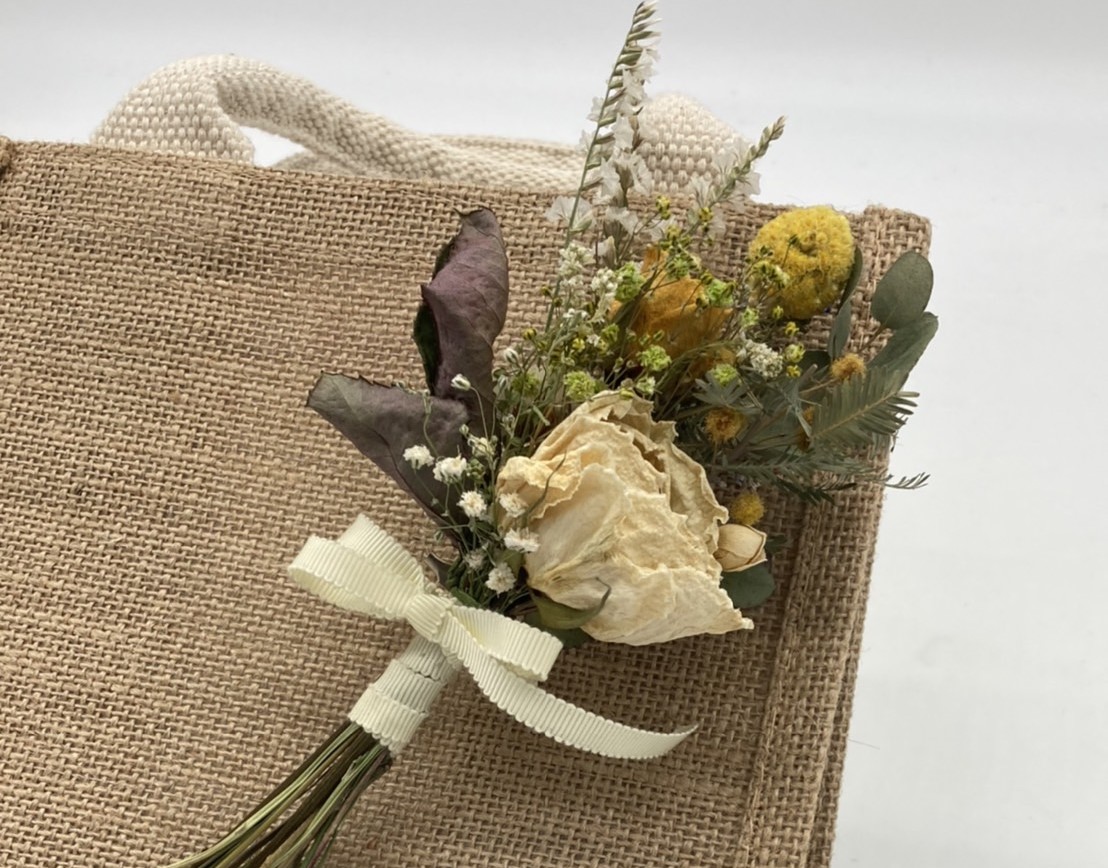 【フラワーロス削減】「ドライフラワーのコサージュバッグをつくろう」無印良品各店にてワークショップを開催しました!