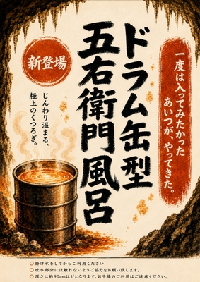 石洞・雪洞に導入した「ドラム缶型 五右衛門風呂」