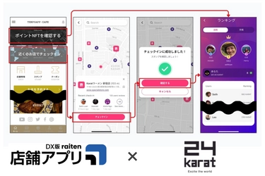 自社アプリ開発・運用プラットフォームの 「店舗アプリDX版raiten」が「24karat platform」と共同で、 Web3ロイヤリティプラットフォームを組み込んだ 次世代店舗アプリを短期間に安価で制作できる 新パッケージの販売を開始！