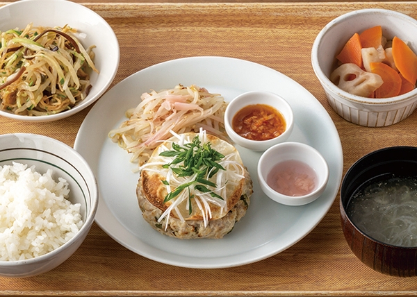 餃子風ハンバーグ 2種の岩下の新生姜タレ定食
