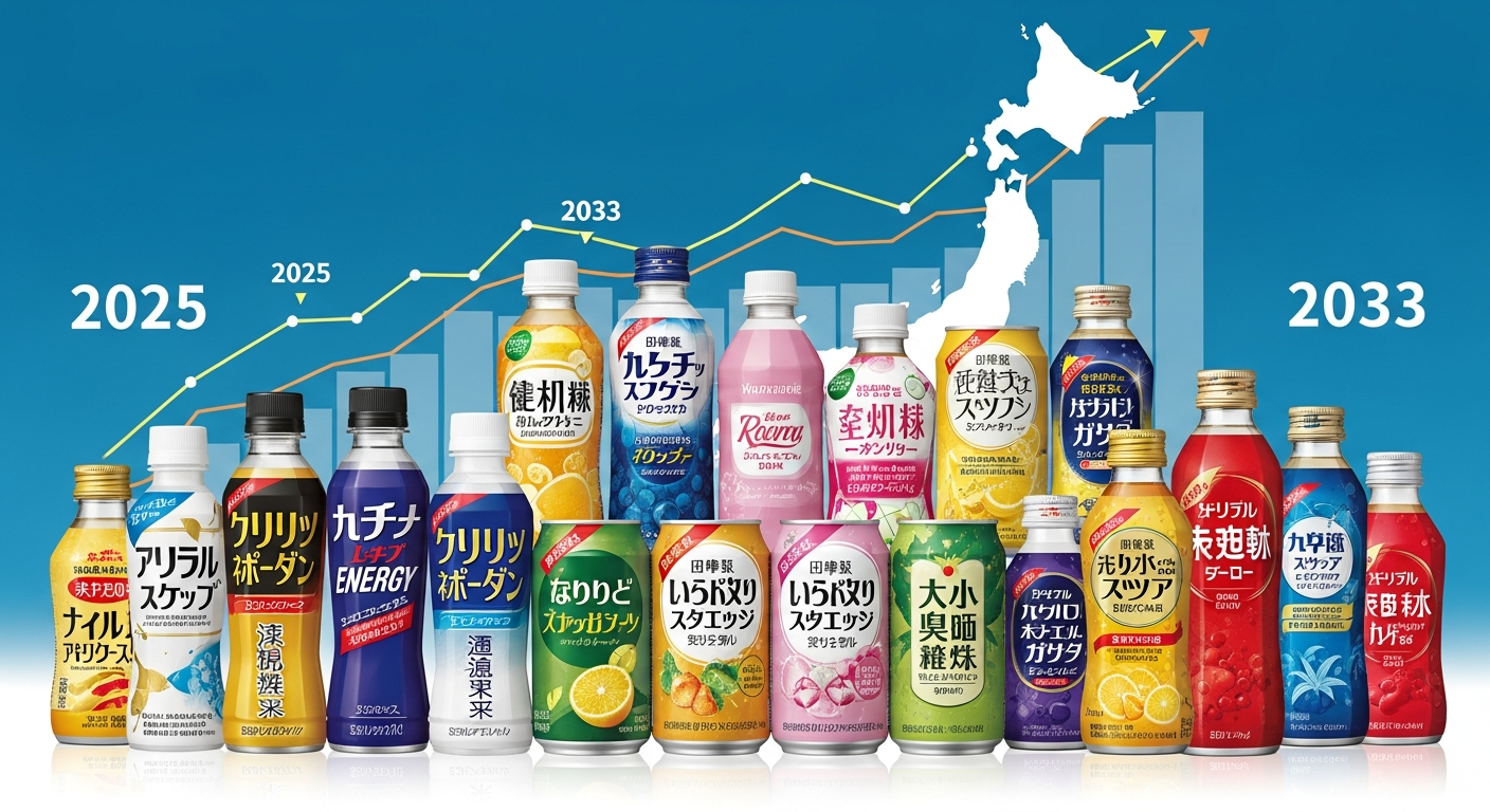 日本の機能性飲料市場は急拡大し、2033年には201億9,010万米ドルに達すると予測｜年平均成長率10.1%