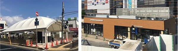 (左)8月29日時点 駐輪場 (右)8月29日時点 商業施設