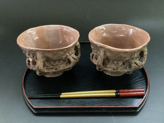 縄文火焔型土器型　夫婦お茶碗