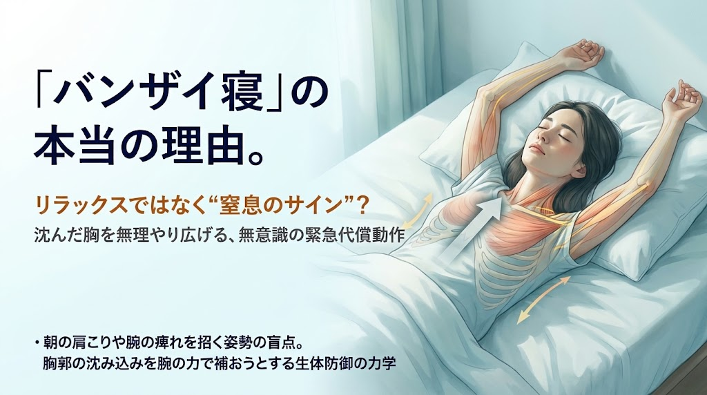 「バンザイして寝てしまう」のはリラックスではない? 朝の肩こりや腕の痺れを招く“呼吸確保のための緊急代償動作”メカニズムを解説