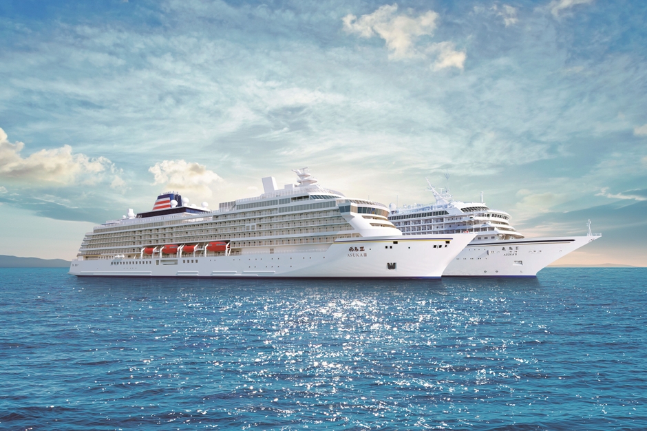 「飛鳥II」(奥)「飛鳥III」(手前)二隻運航イメージ