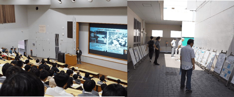 令和6年(2024年)開催の「市民公開講座」(左)と研究シーズポスター展示(右)の様子