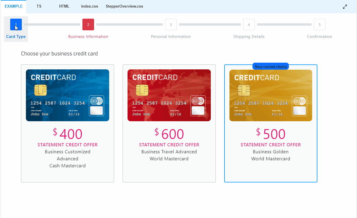 新しいコントロール:ステッパー