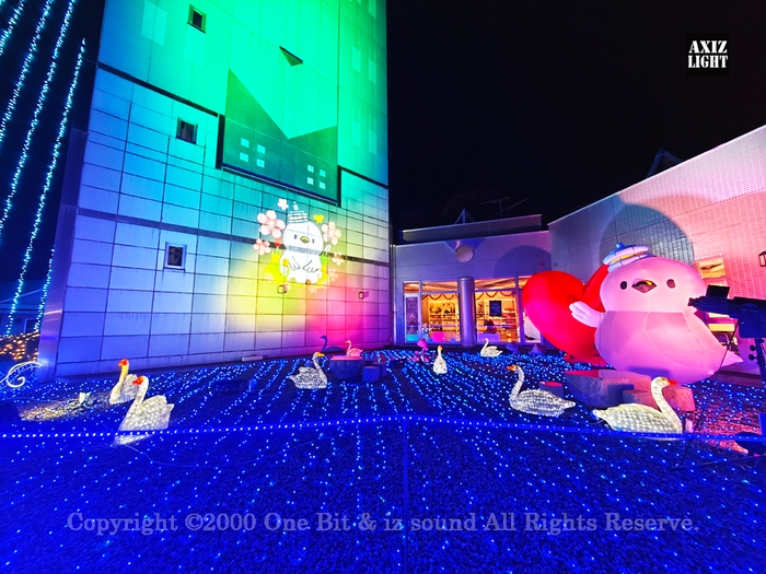 邑楽町シンボルタワーイルミネーション_AXIZ Light演出の様子