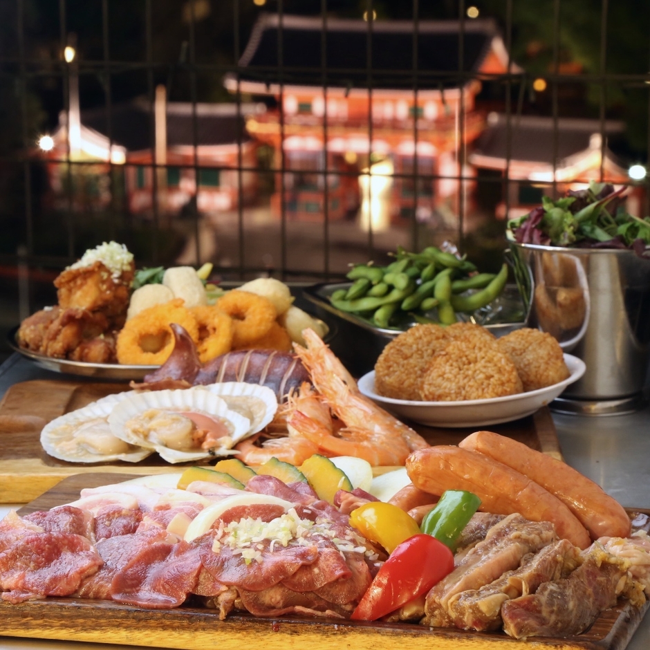 ・7,500円プラン:北海道ブランド肉&海の幸をビアガーデンで満喫プレミアム炭火BBQプラン