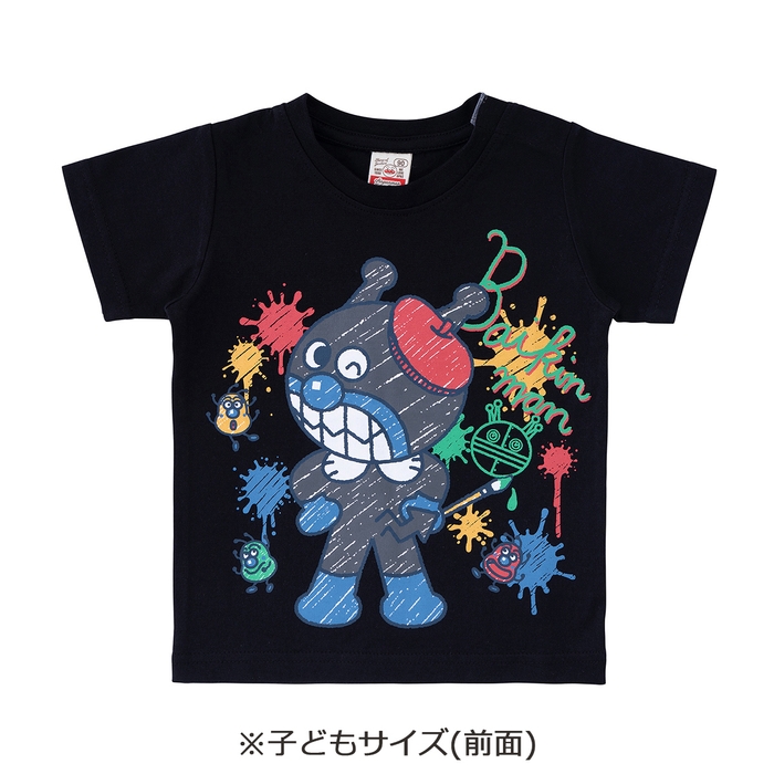 おえかきばいきんまん柄Tシャツ(子どもサイズ 前面)