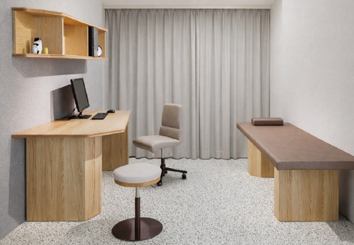 無機質になりがちな診察室を、患者様がリラックスできる空間に。天然木のぬくもりがある、洗練されたデザインの家具ブランドを発表。