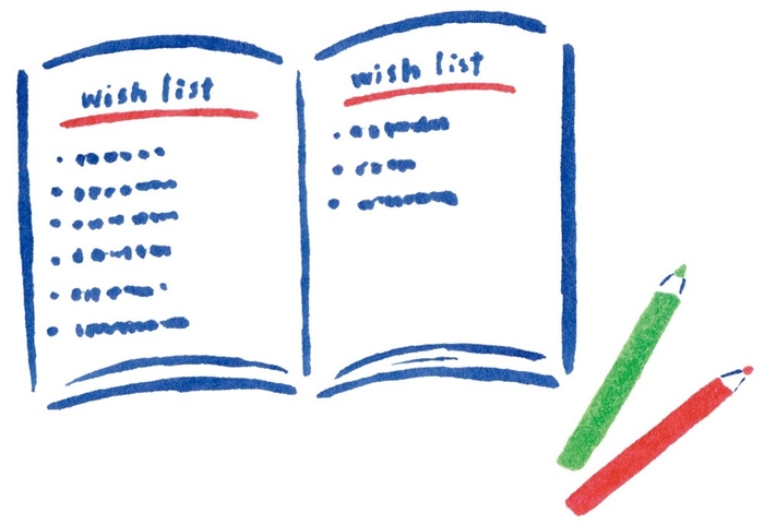 欲しいものリストで衝動買い予防/イメージイラスト