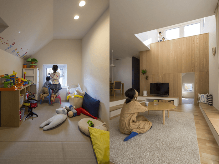 家のさまざまな場所に子どもたちの居どころがあります