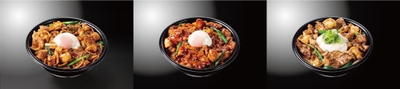 左から『すたみなホルモン焼肉丼弁当』『すたみなホルモン“濃辛”焼肉丼弁当』『すたみなホルモン“旨塩”焼肉丼弁当』