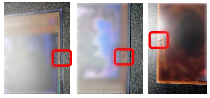 バインダーによって破損したカードの状態