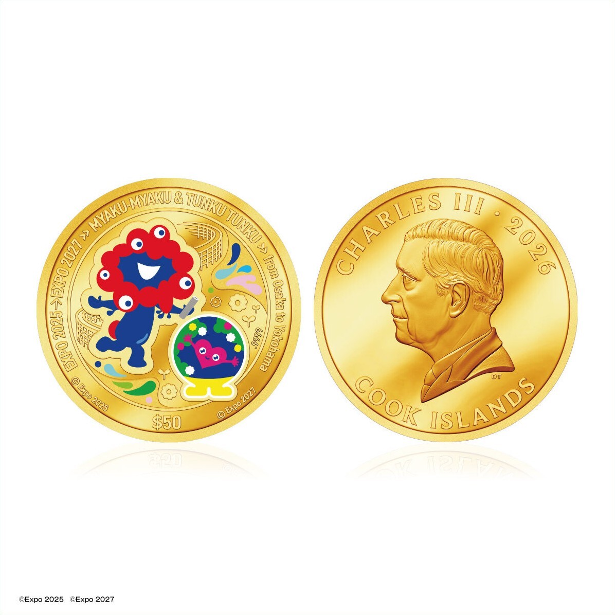 古銭　金貨　貴重 ミャクミャク＆トゥンクトゥンクの金貨が登場 ふたつの万博をつなぐ