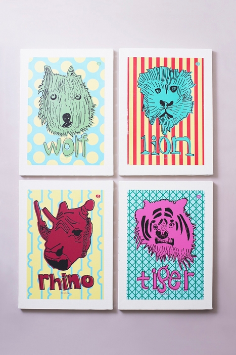 A3 size SILK SCREEN PRINT CANVAS 各¥35,000 ※各限定20エディションずつ。本人サイン入り
