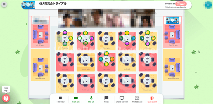 「OLP交流会トライアル」 開催風景 (使用ツール:Remo)