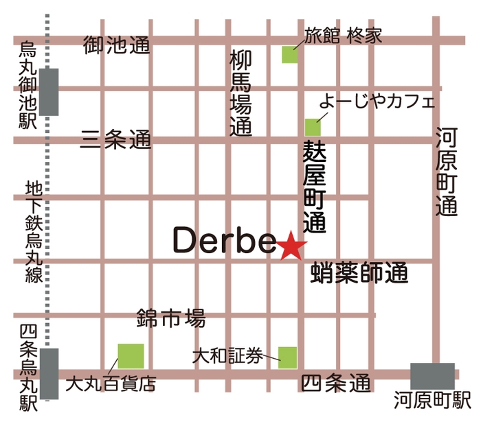 アクセスマップ　阪急河原町駅から北へ徒歩5分