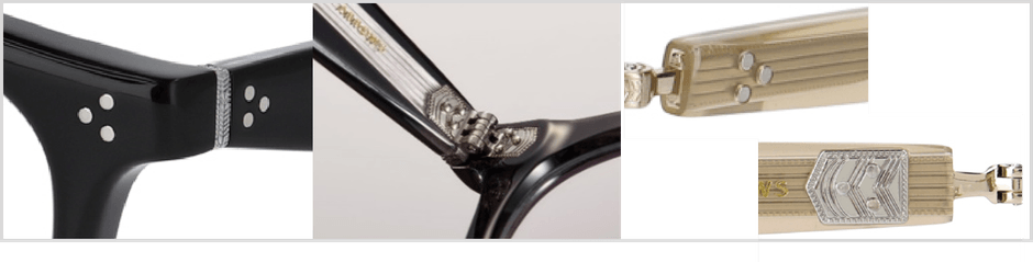 UNITED ARROWSの社名を表現した「三本の矢」を、繊細な彫金表現である3ピンカシメに落とし込みました。丁番にも束矢の柄を施し、目につきにくい細部にまでこだわりました。