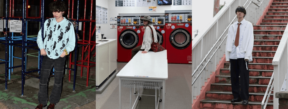 学生による古着の商品コーディネート例