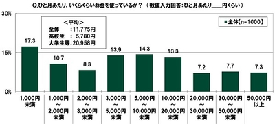 ひと月あたり、いくらくらいお金を使っているか？