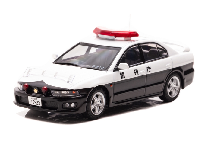 左前:1/43 三菱 ギャラン VR-4 (EC5A) 2002 警視庁高速道路交通警察隊車両(速10)