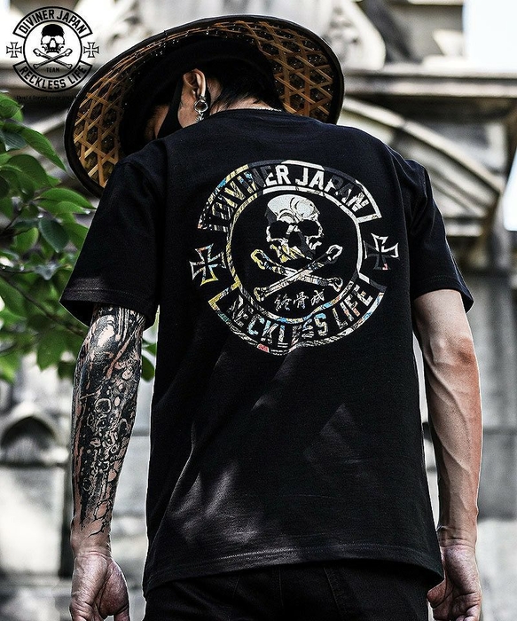 【DIVINERJAPAN】籠蓋髑髏TEE(ブラック)