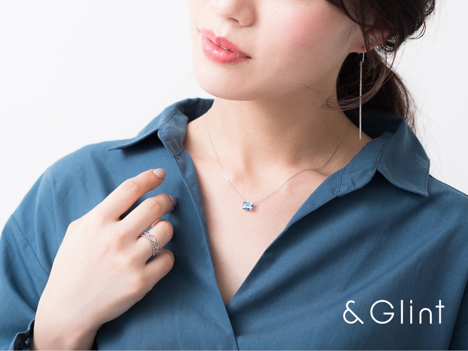 ブルーバゲットストーンネックレス