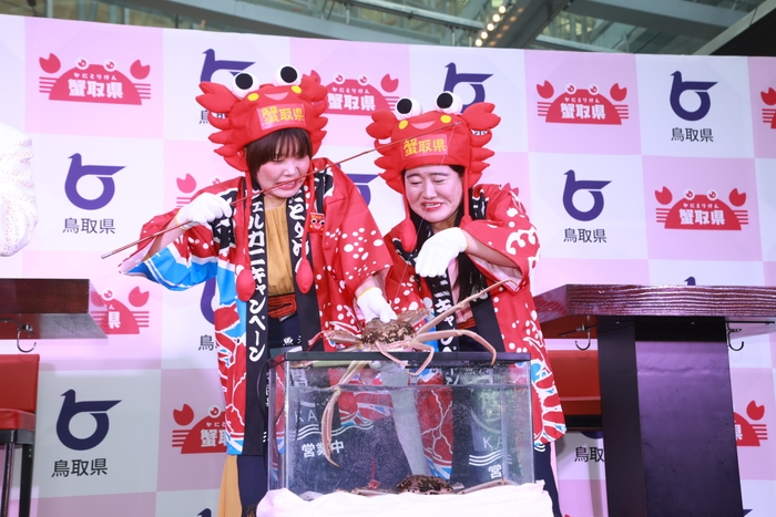 活き松葉ガニ釣り体験