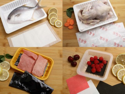 精肉・鮮魚・青果などのドリップ対策に提案する食品用吸水シート：食品や包装仕様に応じ、サイズや吸水量などの相談に対応します