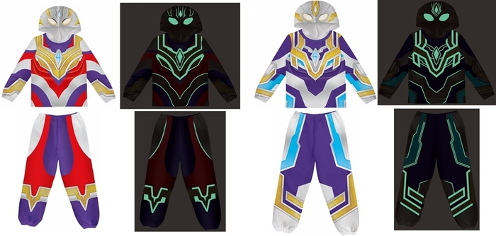 ガッツハイパーキー付き光る!変身スーツ ウルトラマントリガーマルチタイプ(左画像)、ウルトラマントリガースカイタイプ(右画像)
