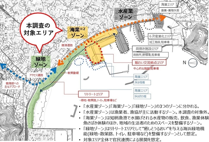 知柄漁港および周辺エリアのゾーニング