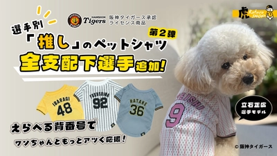 阪神タイガース承認ライセンス、 虎たろうSHOPの「推し」ペットシャツが 5/26より全支配下選手88名に対応