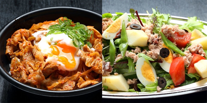 温玉とろ~り豚キムチ丼_アンチョビとニンニク香る ニース風サラダ