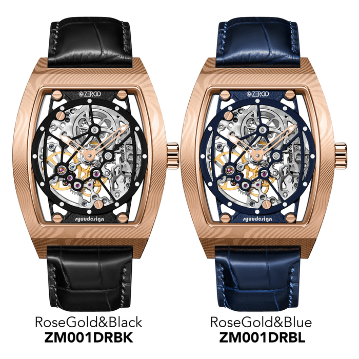 ZEROO M1D THE AURIGAダマスカス鋼ケースのトノー型メカニカルスケルトンウォッチ(10)