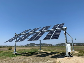 日本初、国際特許取得技術を採用した 3次元追尾式営農型太陽光発電架台 「ノータス架台」実証実験プラントが完成