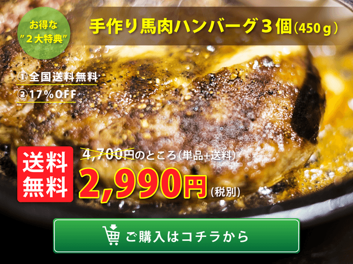 馬肉ハンバーグ3個セット|全国送料無料