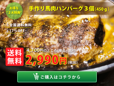 馬肉ハンバーグ3個セット｜全国送料無料