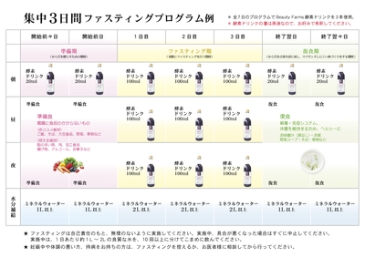 集中3日間ファスティングプログラム例
