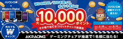 パソコン工房 & ウエスタンデジタル コラボ企画 その場で当たるスロットチャンス抽選会