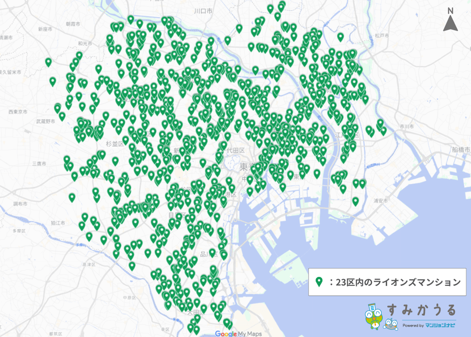 図1：23区内のライオンズマンション所在地（2026年1月 マンションナビ調べ）