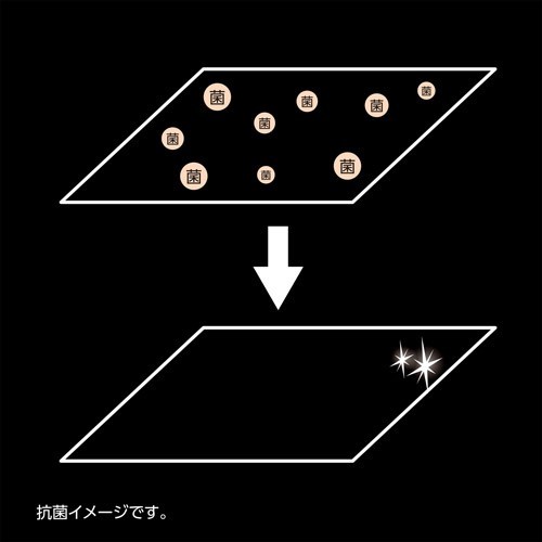 抗菌加工により菌の増殖を抑え、清潔な液晶画面を保ちます。日本工業規格 JIS-Z2801（抗菌加工製品-抗菌試験方法・抗菌効果）の基準をみたしています。