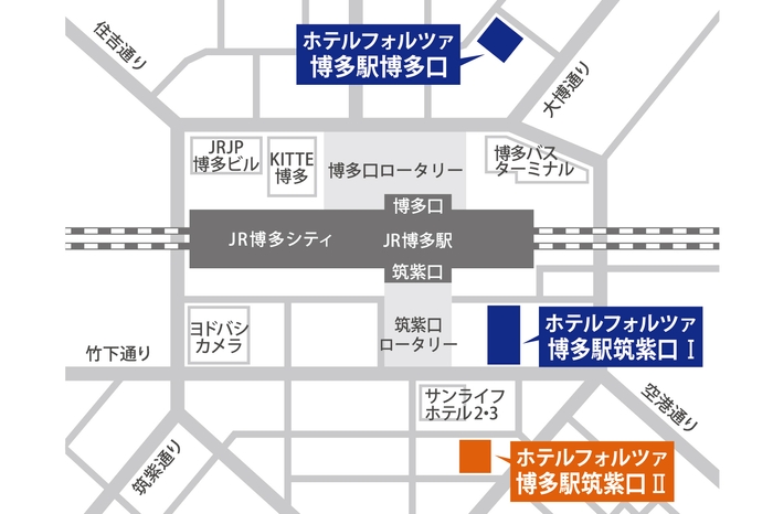 ホテルフォルツァ博多駅筑紫口II周辺略図