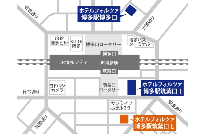 ホテルフォルツァ博多駅筑紫口II周辺略図