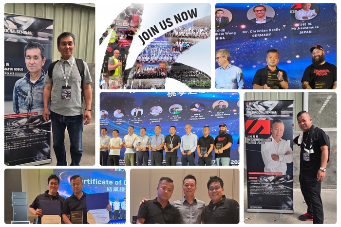 世界フロア発展サミットに出席の仲松と川村