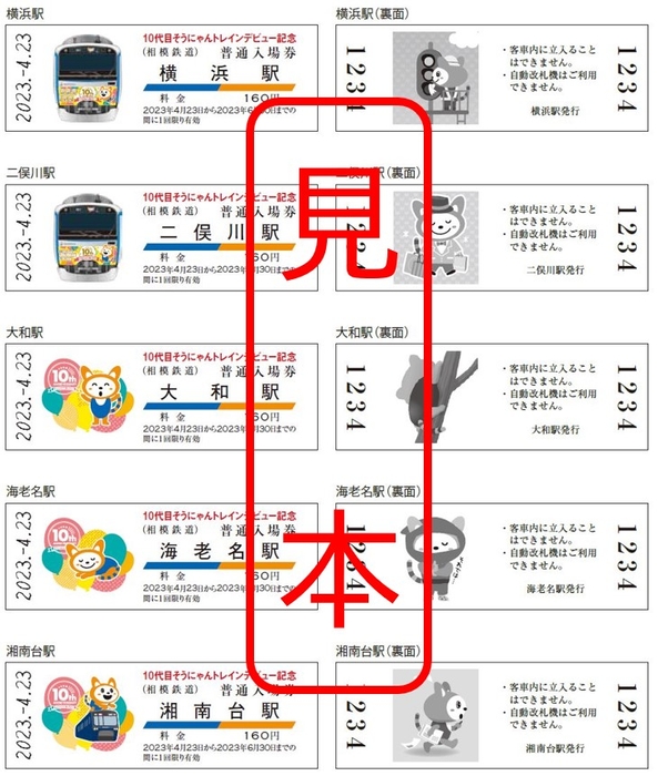 「D型硬券普通入場券」（イメージ）